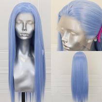 Peruca frontal de renda sintética ELESTY Ice Blue Hair 60cm