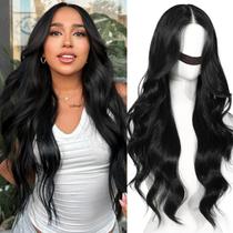 Peruca frontal de renda sintética ENCOUNTERU Body Wave 26" preta