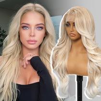 Peruca frontal de renda sintética KOME Blonde 66cm para mulheres