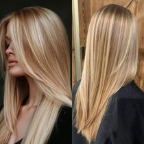 Peruca frontal de renda sintética mytonecoo Blonde 26 polegadas em linha reta