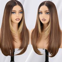 Peruca frontal de renda sintética NOSTALGIA Honey Blonde 24" para mulheres