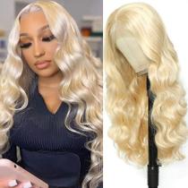 Peruca frontal de renda sintética Soyeon 613 Blonde 75cm Body Wave