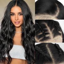Peruca frontal de renda sintética SUKRI Black Wave 26 cm com cabelo de bebê Peruca frontal de renda sintética SUKRI Black Wave 26 cm com cabelo de bebê