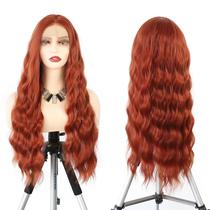 Peruca frontal de renda sintética WXHWCX Copper Red Loose Wave 22 polegadas Peruca frontal de renda sintética WXHWCX Copper Red Loose Wave 22 polegadas