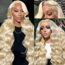 Peruca frontal de renda XIAPAY 613 Cabelo humano loiro 70cm Body Wave