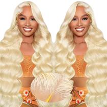 Peruca frontal de renda XNJ 613 Cabelo humano 200% densidade loira 60cm