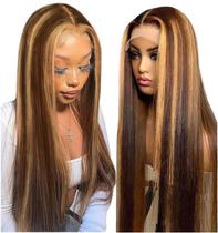Peruca frontal de renda XUANCAILE Honey Blonde Human Hair 60cm