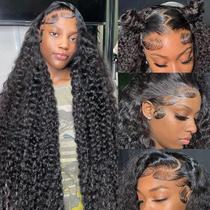 Peruca frontal de renda Zumuer Deep Wave 13x6 HD Lace 34" 180% de densidade