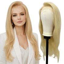 Peruca full lace humana loira claro lisa ondulada 65cm silk Peruca full lace humana loira claro lisa ondulada 65cm silk