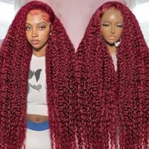 Peruca GARAXIS 99J Borgonha 13x6 Deep Wave Cabelo Humano