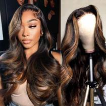 Peruca Glegov Highlight Lace Front Human Hair 1B/30 Body Wave