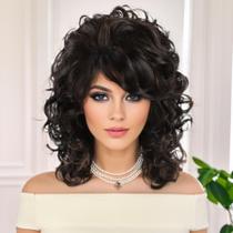 Peruca GNIMEGIL 70s, comprimento dos ombros, cabelo sintético para mulheres
