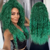 Peruca GNIMEGIL Green Ombre 66cm Curly Sintética para Mulheres