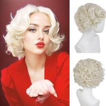 Peruca GNIMEGIL Light Blonde Curly 1920s Estilo Vintage Feminino