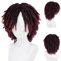 Peruca GNIMEGIL Ombre Wine Red Curly Dreadlock Peruca curta
