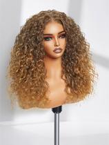 Peruca GORGIUS Ombre Brown Encaracolada de renda frontal 50 cm sintética