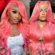 Peruca Gurdasa Pink Human Hair 20" Body Wave 200% de densidade