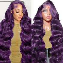 Peruca haha Cabelo humano roxo escuro 13x6 Body Wave 50cm