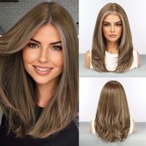 Peruca HAIRCUBE Human Hair Blend de 18 polegadas marrom acinzentado para mulheres