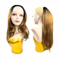 Peruca Half Wig Cabelo Liso 2 em 1 Rabo de Cavalo Fibra Premium