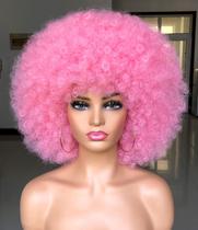 Peruca HIHOO curta afro com franja para mulheres negras de 25 cm rosa Peruca HIHOO curta afro com franja para mulheres negras de 25 cm rosa
