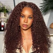 Peruca HIRIREMY Chocolate Brown Deep Wave Lace Front BOB 18 polegadas Peruca HIRIREMY Chocolate Brown Deep Wave Lace Front BOB 18 polegadas