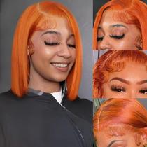 Peruca HIRIREMY Ginger Bob Lace Front Human Hair 30cm para mulheres