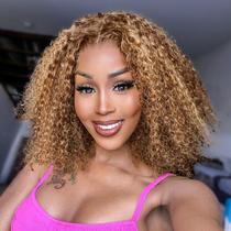 Peruca HIRIREMY Ombre Highlight Deep Wave Curly BOB Lace Front Peruca HIRIREMY Ombre Highlight Deep Wave Curly BOB Lace Front
