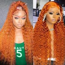 Peruca Hoiloxa Ginger Lace Front 76 cm Cabelo humano Deep Wave