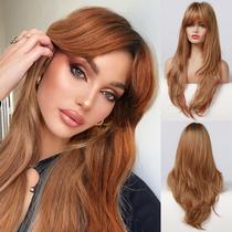 Peruca Honygebia Ginger com franja ruiva para mulheres com 66 cm de comprimento Peruca Honygebia Ginger com franja ruiva para mulheres com 66 cm de comprimento