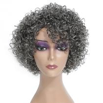 Peruca HUA, cinza, cabelo humano sem cola para mulheres negras de 20 cm Peruca HUA, cinza, cabelo humano sem cola para mulheres negras de 20 cm