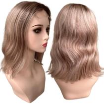 Peruca humana loira front lace 4x4 ombre hair luzes claras