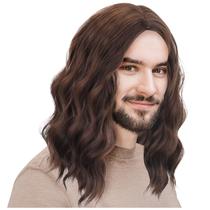 Peruca IEBIYO Brown na altura dos ombros, parte central ondulada