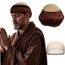 Peruca IMEYLE, traje curto de monge marrom, peruca careca com boné