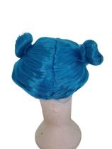 Peruca Infantil Azul Com Dois Coques Nas Laterais- Boneca Peruca Infantil Azul Com Dois Coques Nas Laterais- Boneca