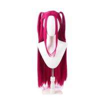 Peruca Infantil Roxa E Rosa Com Trança Longa, Rabo De Cavalo Lateral E Presilha Boca De Tigre Para Peruca Infantil Roxa E Rosa Com Trança Longa, Rabo De Cavalo Lateral E Presilha Boca De Tigre Para