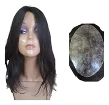 Peruca injetada em micropele prótese cabelo humano 43cm comprimento e 15x12cm de base Peruca injetada em micropele prótese cabelo humano 43cm comprimento e 15x12cm de base