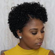 Peruca JANATOUCH Short Curly Pixie Cut 15 cm, cabelo humano, renda frontal