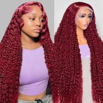 Peruca Jilho 30" Borgonha 13x6 Deep Wave de Cabelo Humano