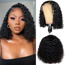 Peruca Jinhongze Curly Bob 100% cabelo humano 35 cm de renda frontal Peruca Jinhongze Curly Bob 100% cabelo humano 35 cm de renda frontal