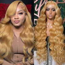 Peruca JINNOO Honey Blonde Human Hair 20" com renda HD na frente