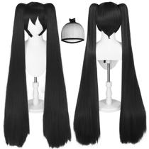 Peruca Joneting Long Black Ponytail 122 cm para mulheres + boné de peruca Peruca Joneting Long Black Ponytail 122 cm para mulheres + boné de peruca