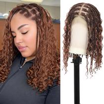 Peruca Kalyss Boho trançada 30 cm HD com renda frontal 13x8 marrom feminina