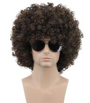 Peruca Karlery Afro 70s 80s, curta, encaracolada, marrom escuro para homens e mulheres