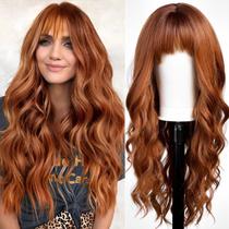 Peruca KOME Orange, cabelo sintético longo e ondulado para mulheres de 60 cm