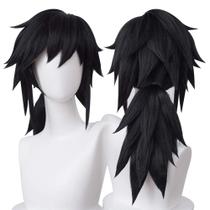 Peruca LABEAUTÉ Giyuu Black Cosplay Peruca curta Demon Slayer