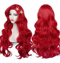 Peruca LABEAUTÉ Max Beauty Red Mermaid para crianças com clipes Starfish