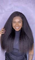 Peruca Lace 360 Cabelo Humano Yaki - 70 cm - Castanho Escuro