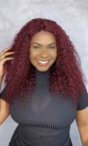 Peruca Lace Front Cabelo Humano Cacheado Monique Cor Marsala - 55 cm Peruca Lace Front Cabelo Humano Cacheado Monique Cor Marsala - 55 cm