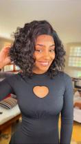 Peruca Lace Front Cabelo Humano Cacheado Paty - 30 cm, Preto Natural